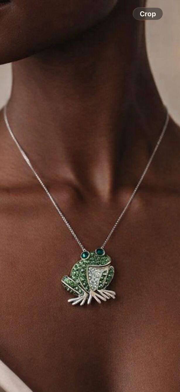 Vintage Sterling Silver Frog Necklace 925 Italy Swarovski NWT